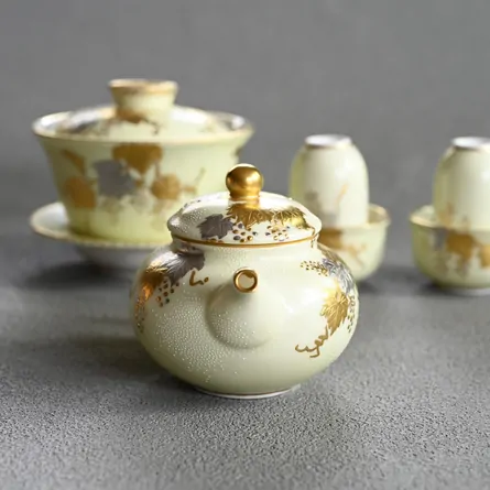 Platinum Morikin Budouzu Shirochibumon Teaset