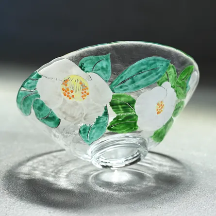 Glass Hira Chawan Giyaman Natsutsubaki