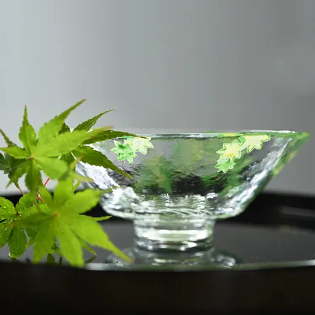 Glass Hira Chawan Giyaman Aokaede