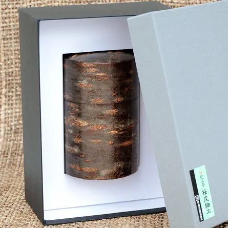 Cherry Bark Tea Caddy Shimofuri Medium