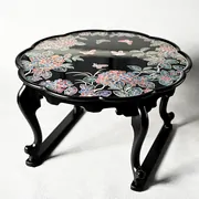 Flower-Shaped Inlaid Serving Table with Tiger-Feet Legs