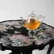 Flower-Shaped Inlaid Serving Table with Tiger-Feet Legs
